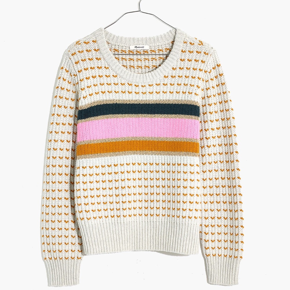 Madewell Sz M Knit Pullover Striped Barfield Sweater